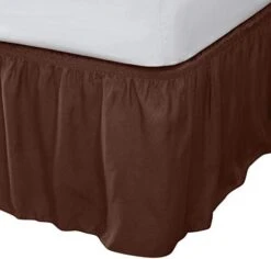 Wrap Around Bed Skirt | Queen Or King | 14” Drop | Dust Ruffle | Bedding | Elastic Stretch Fit | Chocolate Brown -Amazon Shop 41JMdOb20LL. AC
