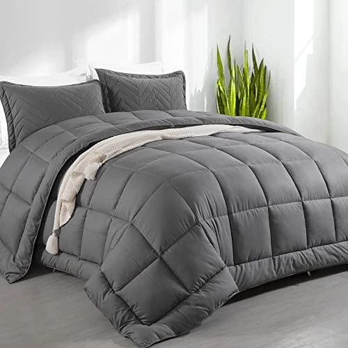 HOMBYS Super Fluffy 120“ X 120” Oversized King Warm Bedding Comforter With 116 Oz Filling, Thick Duvet Insert Down Alternative Comforter With 8 Corner Tabs, Grey 2 HOMBYS Super Fluffy 120“ X 120” Oversized King Warm Bedding Comforter With 116 Oz Filling, Thick Duvet Insert Down Alternative Comforter With 8 Corner Tabs, Grey - Image 2
