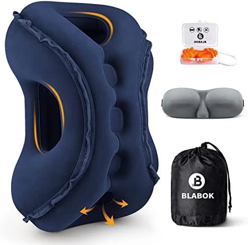 Inflatable Travel Pillow,Multifunction Travel Neck Pillow For Airplane To Avoid Neck And Shoulder Pain,Support Head,Neck,Used For Sleeping Rest, Airplane And Home Use,with Eye Mask, Earplugs,Gray 6 Inflatable Travel Pillow,Multifunction Travel Neck Pillow For Airplane To Avoid Neck And Shoulder Pain,Support Head,Neck,Used For Sleeping Rest, Airplane And Home Use,with Eye Mask, Earplugs,Gray - Image 6