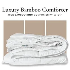 All Season King Size Comforter - 100% Organic Bamboo King Comforter - King Duvet Insert With Corner Tabs - Quilted Down Alternative Cooling Comforter King Size - 94 X 104 Inch - White