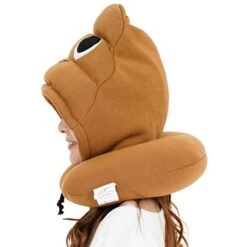 SAZAC Animal Neck Support Pillow - Soft, Cozy Travel Cushion With Adjustable Toggle - Attached Hood For Warmth And Privacy - Authentic Japanese Kawaii Design - Premium Quality (Poop) -Amazon Shop 41KYMvEdSML