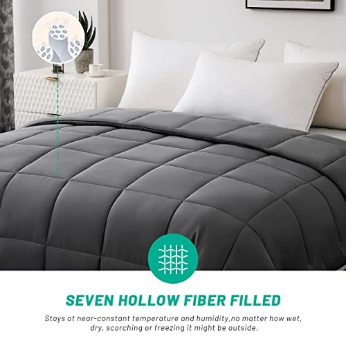 Cooling Bamboo Comforter, Soft Lightweight Bamboo King Size Summer Comforter Down Alternative Duvet Insert ,8 Corner Tabs, Breathable Comforter For Hot Sleepers(Grey-Summer,102x90) 3 Cooling Bamboo Comforter, Soft Lightweight Bamboo King Size Summer Comforter Down Alternative Duvet Insert ,8 Corner Tabs, Breathable Comforter For Hot Sleepers(Grey-Summer,102x90) - Image 3