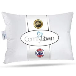 Goose Down Travel Pillow - Filled With 800 Fill Power European Goose Down, Egyptian 300 Thread Count 100% Cotton Cover For Plane Car & Home - Made In USA - 12"x16"