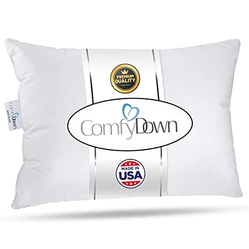 Goose Down Travel Pillow - Filled With 800 Fill Power European Goose Down, Egyptian 300 Thread Count 100% Cotton Cover For Plane Car & Home - Made In USA - 12"x16" 1 Goose Down Travel Pillow - Filled With 800 Fill Power European Goose Down, Egyptian 300 Thread Count 100% Cotton Cover For Plane Car & Home - Made In USA - 12"x16"