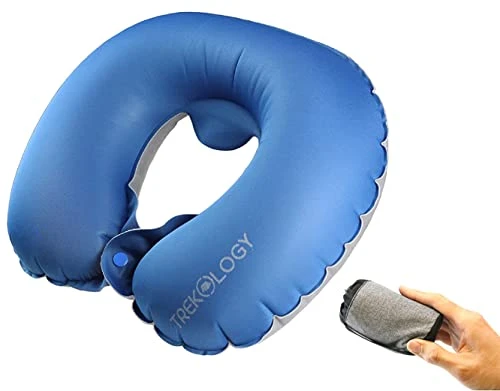 TREKOLOGY Inflatable Neck Pillow For Travel - Ultimate Comfort And Support For Airplanes, Cars, And More - Ergonomic Design For Restful Sleep And Neck Relief - Essential Travel Accessory 1 TREKOLOGY Inflatable Neck Pillow For Travel - Ultimate Comfort And Support For Airplanes, Cars, And More - Ergonomic Design For Restful Sleep And Neck Relief - Essential Travel Accessory