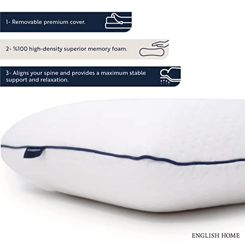 English Home Memory Foam Pillows, Bed Pillow For Sleeping, Ergonomic Pillow, Cervical Pillow For Neck Pain Relief, Orthopedic Pillows, Side Sleeper Pillow, Medium Firm Memory Foam Pillow, 24" L 16" W 1 English Home Memory Foam Pillows, Bed Pillow For Sleeping, Ergonomic Pillow, Cervical Pillow For Neck Pain Relief, Orthopedic Pillows, Side Sleeper Pillow, Medium Firm Memory Foam Pillow, 24" L 16" W