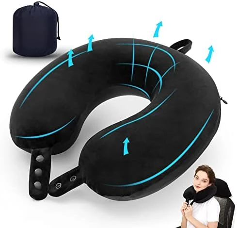 Travel Neck Pillow, Best Memory Foam Airplane Pillow For Head Support Soft Adjustable Pillow For Plane, Car & Home Recliner Use (Black) 7 Travel Neck Pillow, Best Memory Foam Airplane Pillow For Head Support Soft Adjustable Pillow For Plane, Car & Home Recliner Use (Black) - Image 7