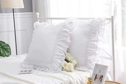2-Pack White Pillow Shams Shabby Chic Pillowcases With Lace Ruffles Vintage Pillow Covers Cotton Queen Size 20"X30" Luxury Elegant -Amazon Shop 41LPaPrgopL. AC