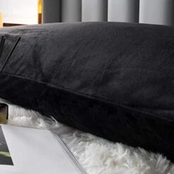 Velvet Body Pillow Cover/Case With Horizontal Hidden Zipper,Zippered Plush Fluffy Flannel Body Pillowcase,Easy To Put Pillow On (Black, 20x54 Inch,1-Piece) -Amazon Shop 41LVV0k2ghL