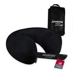SANDINI TravelFix Regular Size –with Outlast Temperature Regulation And Heat Management - Premium Travel Pillow With Closure And Ergonomic Support Function – Free Transport Bag With Attachment Clip