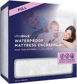 Zippered Mattress Protector (Queen) - Waterproof Cover Stops Dust Mite, Bed Bug, Spills, Bedwetting - Hypoallergenic Encasement With Zipper - White -Amazon Shop 41LzML7Y5L. AC