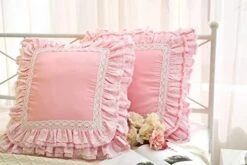 2-Pack White Pillow Shams Shabby Chic Pillowcases With Lace Ruffles Vintage Pillow Covers Cotton Queen Size 20"X30" Luxury Elegant -Amazon Shop 41MOQGByJUL. AC