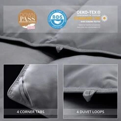 Grey Down Comforter King Size, Ultra-Soft All Season Vegetable Down Duvet, 650 Fill Power Luxurious Hotel Grand Fluffy Duvet Insert With Corner Tabs (106x90, Light Gray) -Amazon Shop 41MvBgWq40L