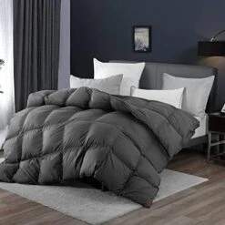 Goose Down And Feather Comforter Queen Size Soft Grey Bedding Comforter Warm Duvet Insert With 8 Corner Tabs Medium Warmth-90x90Inches -Amazon Shop 41MvwTcutOL. AC 1