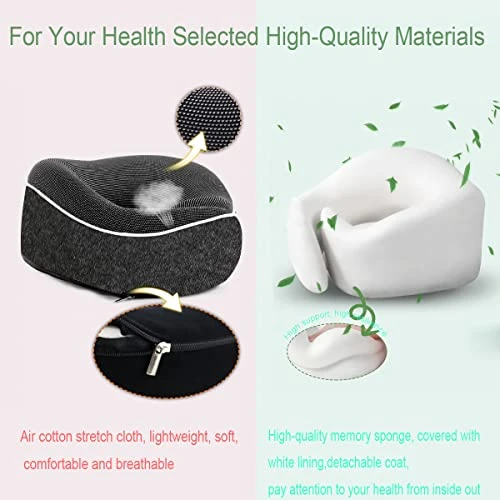 HAPPYBAG Travel Pillow For Neck,Memory Foam Head Chin Support Pillow,Portable Removable And Machine Washable,for Airplane Car Home Use Sleeping Rest Headrest (IE-shenhui) 3 HAPPYBAG Travel Pillow For Neck,Memory Foam Head Chin Support Pillow,Portable Removable And Machine Washable,for Airplane Car Home Use Sleeping Rest Headrest (IE-shenhui) - Image 3