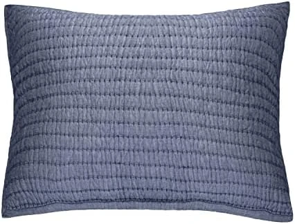 Cotton Yarn Dyed Chambray Collection Cotton Fill Channel Stitch Washed Standard Pillow Sham Blue Color, 20’’ X 26’’+1.75’’ Flange (1Piece) 11 Cotton Yarn Dyed Chambray Collection Cotton Fill Channel Stitch Washed Standard Pillow Sham Blue Color, 20’’ X 26’’+1.75’’ Flange (1Piece) - Image 11
