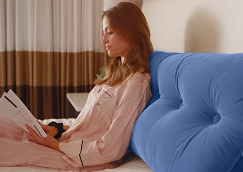 Peachwell Triangular Reading Bed Rest Pillow Large Bolster Cushion Headboard Backrest Wedge Pillow With Removable Cover And Two Large Side Pockets (Chalk Grey, Twin: 39 X 8 X 20 Inches) 2 Peachwell Triangular Reading Bed Rest Pillow Large Bolster Cushion Headboard Backrest Wedge Pillow With Removable Cover And Two Large Side Pockets (Chalk Grey, Twin: 39 X 8 X 20 Inches) - Image 2