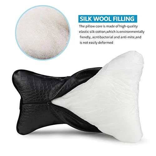 YIHO Car Neck Support Pillow Leather Head-Rest Cushion To Relief Cervical Shoulder Pain Issues For Universal Driver & Passenger Seat In Travel Or Office Chair (Black-2 Pack) 4 YIHO Car Neck Support Pillow Leather Head-Rest Cushion To Relief Cervical Shoulder Pain Issues For Universal Driver & Passenger Seat In Travel Or Office Chair (Black-2 Pack) - Image 4