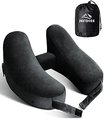 JefDiee Travel Pillow For Neck, Neck Pillows For Travel, Chin, Head Support, Airplane Pillow With Soft Washable Velour Cover, Hat, Portable Luxury Bag (Black-2) 7 JefDiee Travel Pillow For Neck, Neck Pillows For Travel, Chin, Head Support, Airplane Pillow With Soft Washable Velour Cover, Hat, Portable Luxury Bag (Black-2) - Image 7