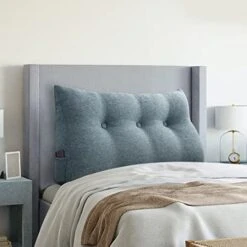 VERCART Triangular Headboard Wedge Pillow Daybed Pillows Bed Headboard Pillow Wedge Bed Rest Reading Pillow Gap Filler Triangle Back Cushion Lumbar Positioning Upholstered Linen Blend Grey Twin