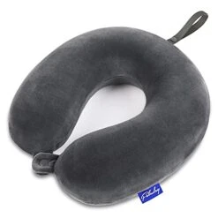 Travel Pillow Memory Foam For Airplanes - Neck Pillow For Traveling, Car, Home, Flight Pillow For Sleeping With Attachable Snap Strap Soft Washable Cover, Provide Head Neck Support Rest, Dark Gray