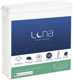 Luna Queen Mattress Protector - Waterproof Mattress Cover W/Absorbent Cotton Terry Surface - Noiseless, Breathable Topper - 100% Sourced & Produced In The USA -Amazon Shop 41OpG9YOYBL. AC