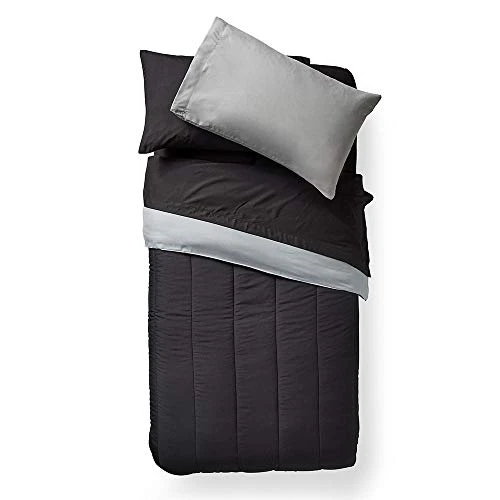OCM Core Dorm Essentials Value Pack - 16 Piece Twin XL Set | Twin XL Bedding, Mattress Pad, Comforter, Sheets, Towels And Blanket | Black And Gray | Classic Solids 3 OCM Core Dorm Essentials Value Pack - 16 Piece Twin XL Set | Twin XL Bedding, Mattress Pad, Comforter, Sheets, Towels And Blanket | Black And Gray | Classic Solids - Image 3