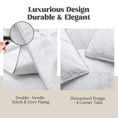 Luxurious All Season Down Comforter Hotel Collection White Stripe 100% Cotton Shell 500 Thread Count Super Soft Medium Warmth Duvet Insert, Cal King 5 Luxurious All Season Down Comforter Hotel Collection White Stripe 100% Cotton Shell 500 Thread Count Super Soft Medium Warmth Duvet Insert, Cal King - Image 5