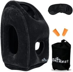 Skyrest Inflatable Travel Pillow - Neck Pillows For Travel, Travel Pillows For Sleeping Comfortably On Airplanes, Airplane Pillow For Buses, Cars, Office & Trains-Free Eye Mask And Earplugs- Grey 16 Skyrest Inflatable Travel Pillow - Neck Pillows For Travel, Travel Pillows For Sleeping Comfortably On Airplanes, Airplane Pillow For Buses, Cars, Office & Trains-Free Eye Mask And Earplugs- Grey -Amazon Shop 41Piqb21mfL. AC