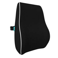 Bonmedico Back Support Pillow - Car Seat, Desk And Office Chair Cushion For Posture And Lumbar Support - Ergonomic, Memory Foam Lower Back Pillows - Black - Standard