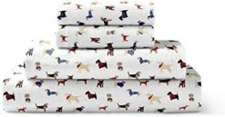 Flannel Sheet Set Cotton Soft Warm & Cozy Modern Chic With Elastic Deep Pockets, King, Dogs White -Amazon Shop 41S3zKLpneL. AC