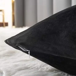 Velvet Body Pillow Cover/Case With Horizontal Hidden Zipper,Zippered Plush Fluffy Flannel Body Pillowcase,Easy To Put Pillow On (Black, 20x54 Inch,1-Piece) -Amazon Shop 41SpSEKjMUL