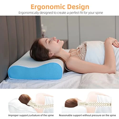FangKAII Cervical Pillow For Neck And Shoulder Pain Relief,Memory Foam Pillow With Cooling Pillowcase,Ergonomic Neck Pillow For Side Sleepers,Back And Stomach Sleepers 3 FangKAII Cervical Pillow For Neck And Shoulder Pain Relief,Memory Foam Pillow With Cooling Pillowcase,Ergonomic Neck Pillow For Side Sleepers,Back And Stomach Sleepers - Image 3