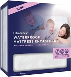 Zippered Mattress Protector (Queen) - Waterproof Cover Stops Dust Mite, Bed Bug, Spills, Bedwetting - Hypoallergenic Encasement With Zipper - White -Amazon Shop 41T6Dbf5NkL. AC
