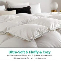 Luxurious Full/Queen Goose Feathers Down Comforter, All Season Goose Down Duvet Insert, Ultra-Soft Pima Cotton, 33oz Fluffy Hotel Collection Goose Down Comforter With Ties(90x90, White) -Amazon Shop 41Tcf8duZdL