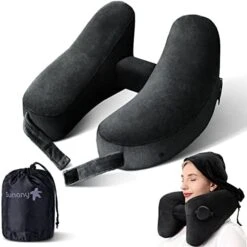 Neck Pillow For Travel Inflatable Airplane Pillow Comfortably Supports Head, Neck And Chin, Inflatable Travel Pillow With Soft Velour Cover And Portable Drawstring Bag (Black) 14 Neck Pillow For Travel Inflatable Airplane Pillow Comfortably Supports Head, Neck And Chin, Inflatable Travel Pillow With Soft Velour Cover And Portable Drawstring Bag (Black) -Amazon Shop 41U2OeOOxcL. AC