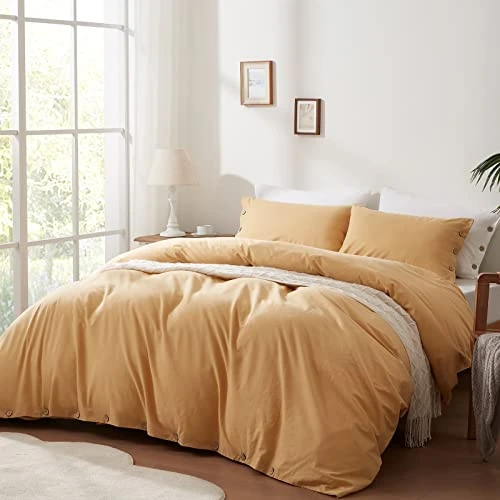100% Washed Cotton Duvet Cover Set Breathable Soft King Light Brown Duvet Cover 3 Pieces Solid Color Bedding Set With Buttons Closure Comforter Cover Set (1 Duvet Cover +2 Shams) 1 100% Washed Cotton Duvet Cover Set Breathable Soft King Light Brown Duvet Cover 3 Pieces Solid Color Bedding Set With Buttons Closure Comforter Cover Set (1 Duvet Cover +2 Shams)