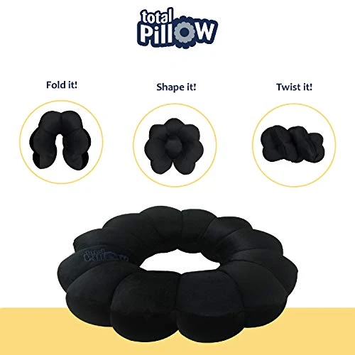 Total Pillow Airplane Travel Pillow, Brushed Microfiber Neck-, Head-, And Lumbar-Support Pillow, Microbead Twistable/Contours Any-Position Travel Pillow, Black 3 Total Pillow Airplane Travel Pillow, Brushed Microfiber Neck-, Head-, And Lumbar-Support Pillow, Microbead Twistable/Contours Any-Position Travel Pillow, Black - Image 3