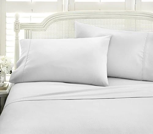 Ienjoy Home Hotel Collection Embossed Chevron 4 Piece Sheet Set, Queen, Ivory (BLL-CHEV-Queen-Ivory) 9 Ienjoy Home Hotel Collection Embossed Chevron 4 Piece Sheet Set, Queen, Ivory (BLL-CHEV-Queen-Ivory) - Image 9
