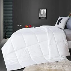 Luxurious All Season Wool Comforter Queen Size 100% Natural Australian Wool Duvet, Hypoallergenic Premium Wool Filled Comforter, Medium Weight, Noiseless Cotton Cover, (Original White)