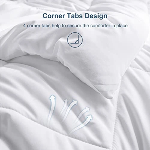 King Size Bedding Comforter Duvet Insert - Quilted White Comforters With Corner Tabs, 1800 Series Soft Siliconized Fiberfill All Season Down Alternative Bed Comforter - Box Stitched 3 King Size Bedding Comforter Duvet Insert - Quilted White Comforters With Corner Tabs, 1800 Series Soft Siliconized Fiberfill All Season Down Alternative Bed Comforter - Box Stitched - Image 3