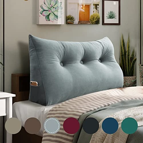 WOWMAX Large Bolster Triangular Headboard Pillow Twin Dorm Headboard Twin XL Bed Wedge Pillow For Headboard Bolster Pillow For Bed With Removable Cover Velvet Light Gray 1 WOWMAX Large Bolster Triangular Headboard Pillow Twin Dorm Headboard Twin XL Bed Wedge Pillow For Headboard Bolster Pillow For Bed With Removable Cover Velvet Light Gray