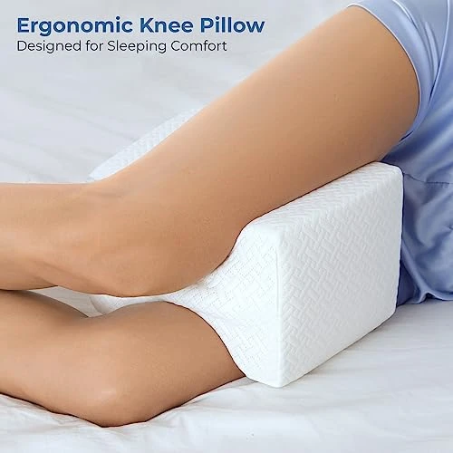 Knee Pillow For Side Sleepers - 100% Memory Foam Wedge Contour - Leg Pillows For Sleeping - Spacer Cushion For Spine Alignment, Back Pain, Pregnancy Support - Sciatica, Hip, Joint, Surgery Pain Relief 1 Knee Pillow For Side Sleepers - 100% Memory Foam Wedge Contour - Leg Pillows For Sleeping - Spacer Cushion For Spine Alignment, Back Pain, Pregnancy Support - Sciatica, Hip, Joint, Surgery Pain Relief