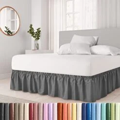 Ruffled Grey King Bed Skirt – Hotel-Quality Ruffles For King Beds With 14 In. Drop – Under-The-Mattress King Bedskirt For Easy Fitting With Brushed Fabric By CGK Unlimited