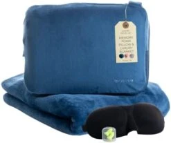Travellow Travel Pillow And Blanket Set - 4-in-1 Ultimate Travel Kit With Memory Foam Pillow, Travel Blanket, Sleep Mask, And Earplugs-Ultimate Comfort And Coziness For Your Journeys - Blue 11 Travellow Travel Pillow And Blanket Set - 4-in-1 Ultimate Travel Kit With Memory Foam Pillow, Travel Blanket, Sleep Mask, And Earplugs-Ultimate Comfort And Coziness For Your Journeys - Blue -Amazon Shop 41Y 27xSA9L. AC
