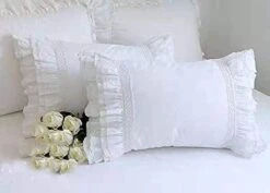 2-Pack White Pillow Shams Shabby Chic Pillowcases With Lace Ruffles Vintage Pillow Covers Cotton Queen Size 20"X30" Luxury Elegant -Amazon Shop 41YSskBbwJS