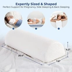 Half Moon Bolster Semi-Roll Pillow - Ankle And Knee Support - Leg Elevation - Back, Lumbar, Neck Pain Relief - Pad For Side And Stomach Sleepers - Premium Quality Memory Foam - Breathable Cover -Amazon Shop 41ZDVdTy9uL