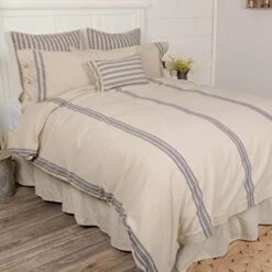 Market Place Blue Grain Sack Stripe Queen Duvet Cover -Amazon Shop 41ZE1Q2y3TL. AC