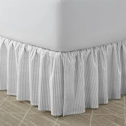 Laura Ashley Home - Cotton Ruffled Bedskirt, Lightweight & Classic Style (Ticking Stripe Grey, Queen) -Amazon Shop 41ZQ3B3X0PL