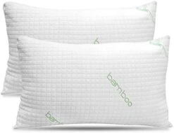 King Size Bamboo Pillow - Bed Pillows For Sleeping, Adjustable With Shredded Memory Foam – Back, Stomach, Side Sleeper, Washable, Removable Cover With Zipper - King (Pack Of 1) -Amazon Shop 41a1WCSFevL. AC 1